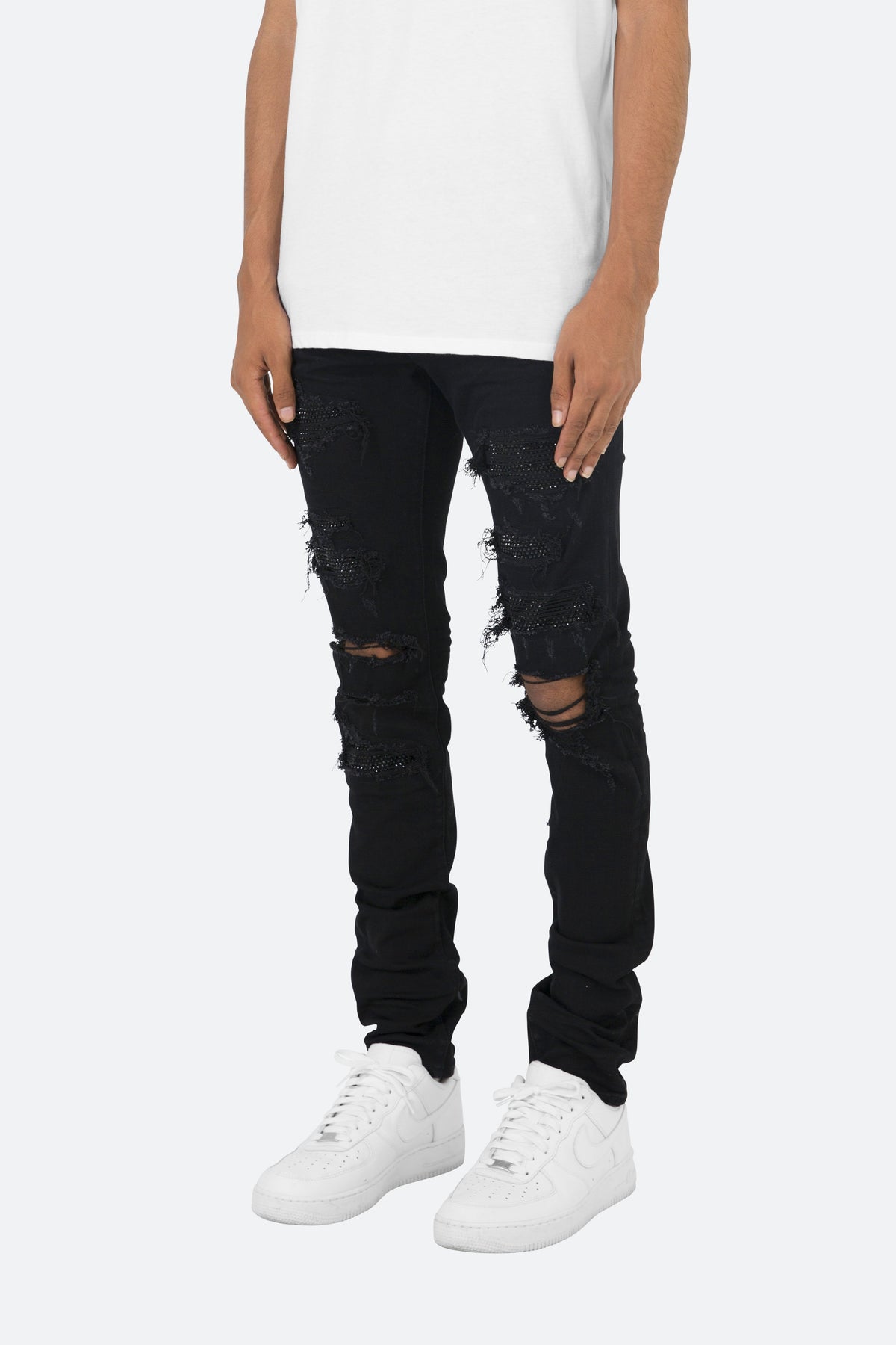 X201 Rhinestone Skinny Denim - Black