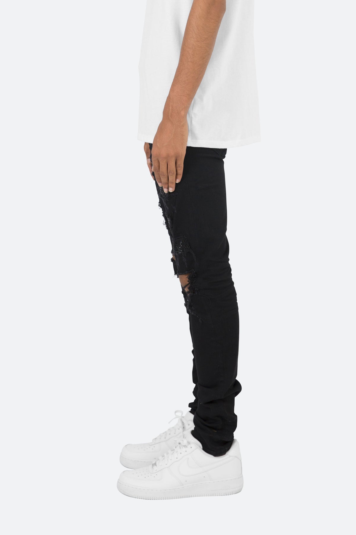 X201 Rhinestone Skinny Denim - Black