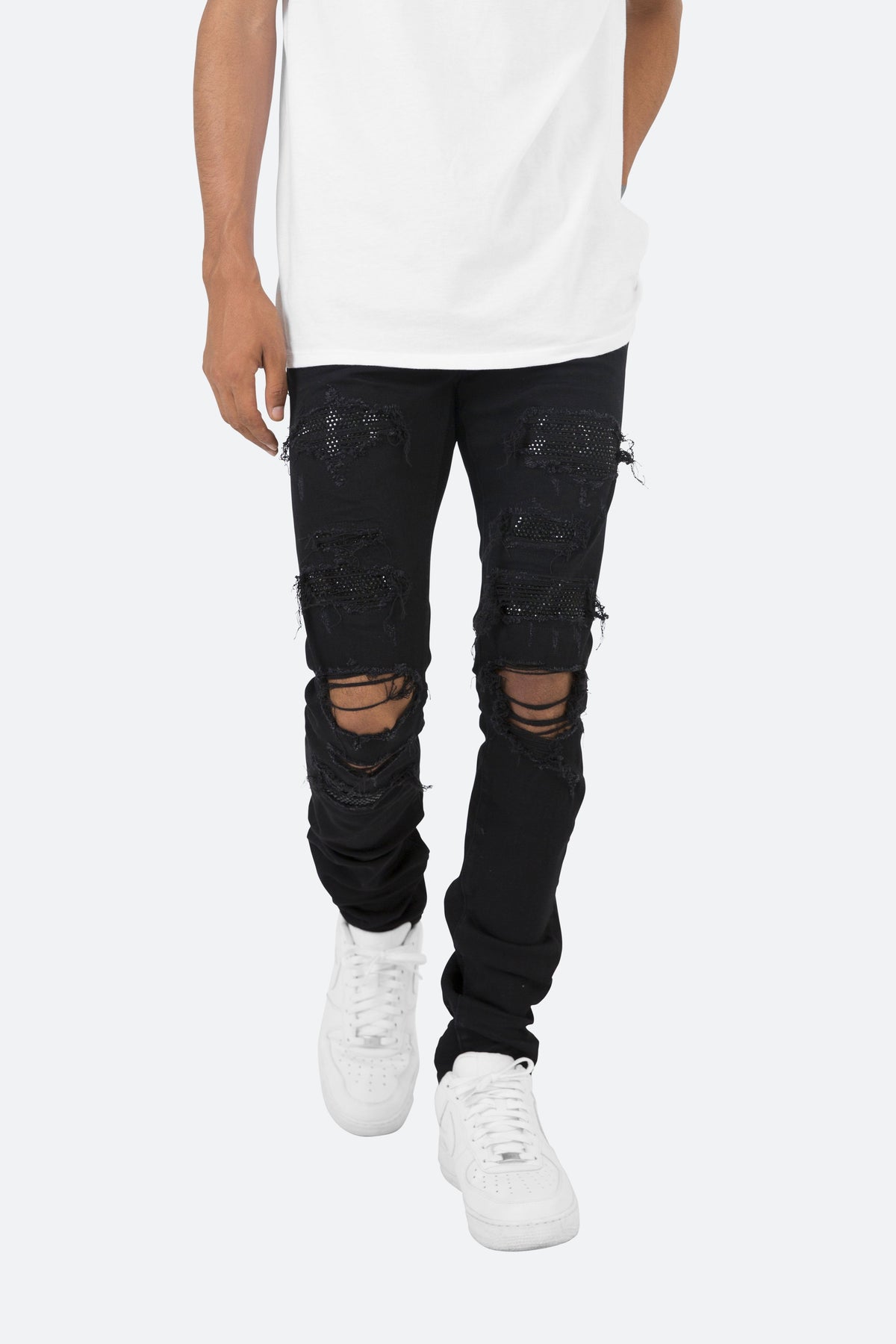 X201 Rhinestone Skinny Denim - Black