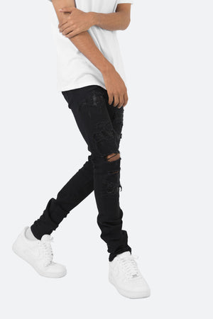 X201 Rhinestone Skinny Denim - Black