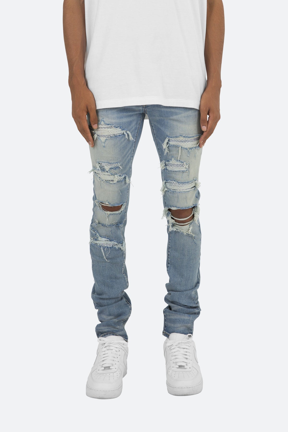 X201 Rhinestone Skinny Denim - Blue