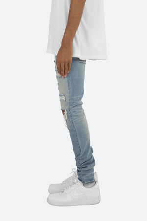 X201 Rhinestone Skinny Denim - Blue