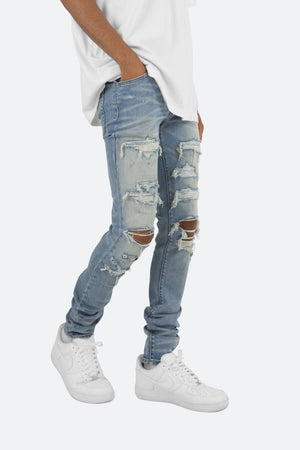 X201 Rhinestone Skinny Denim - Blue