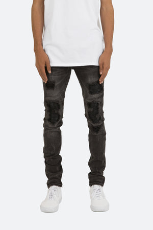 X226 Stretch Moto Denim - Black/Black