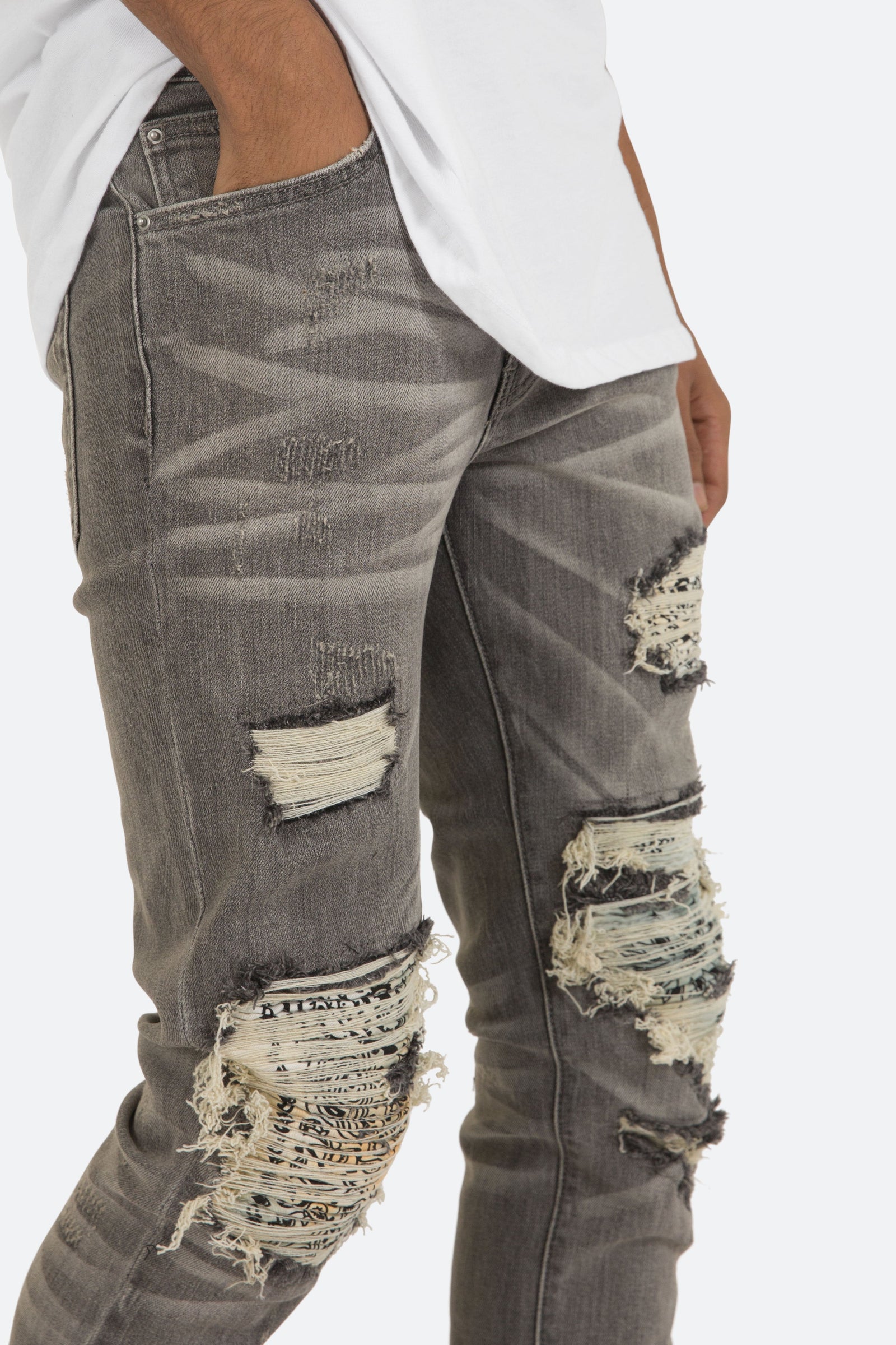 X284 Moto Skinny Denim - Grey/Blue