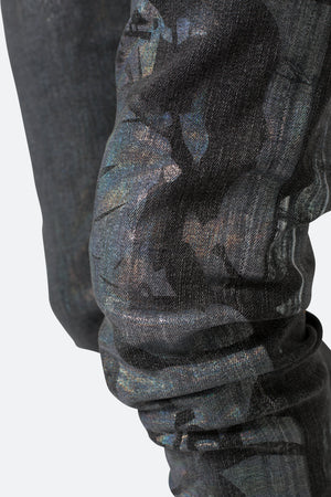 X507 Metallic Skinny Denim - Black/Silver