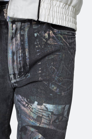 X507 Metallic Skinny Denim - Black/Silver