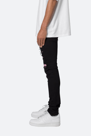 X555 Crystal Skinny Denim - Black/Pink