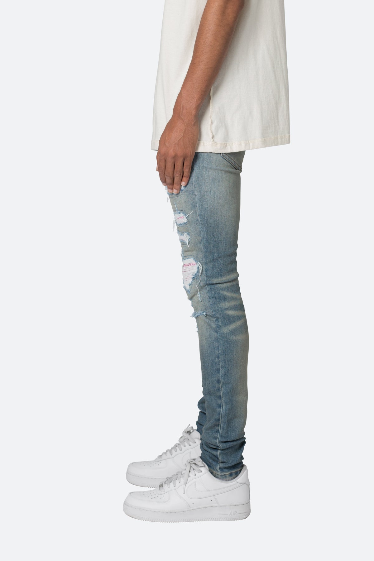 X555 Crystal Skinny Denim - Blue/Pink