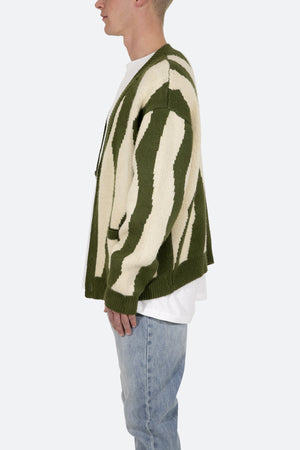 Zebra Cardigan - Green/White
