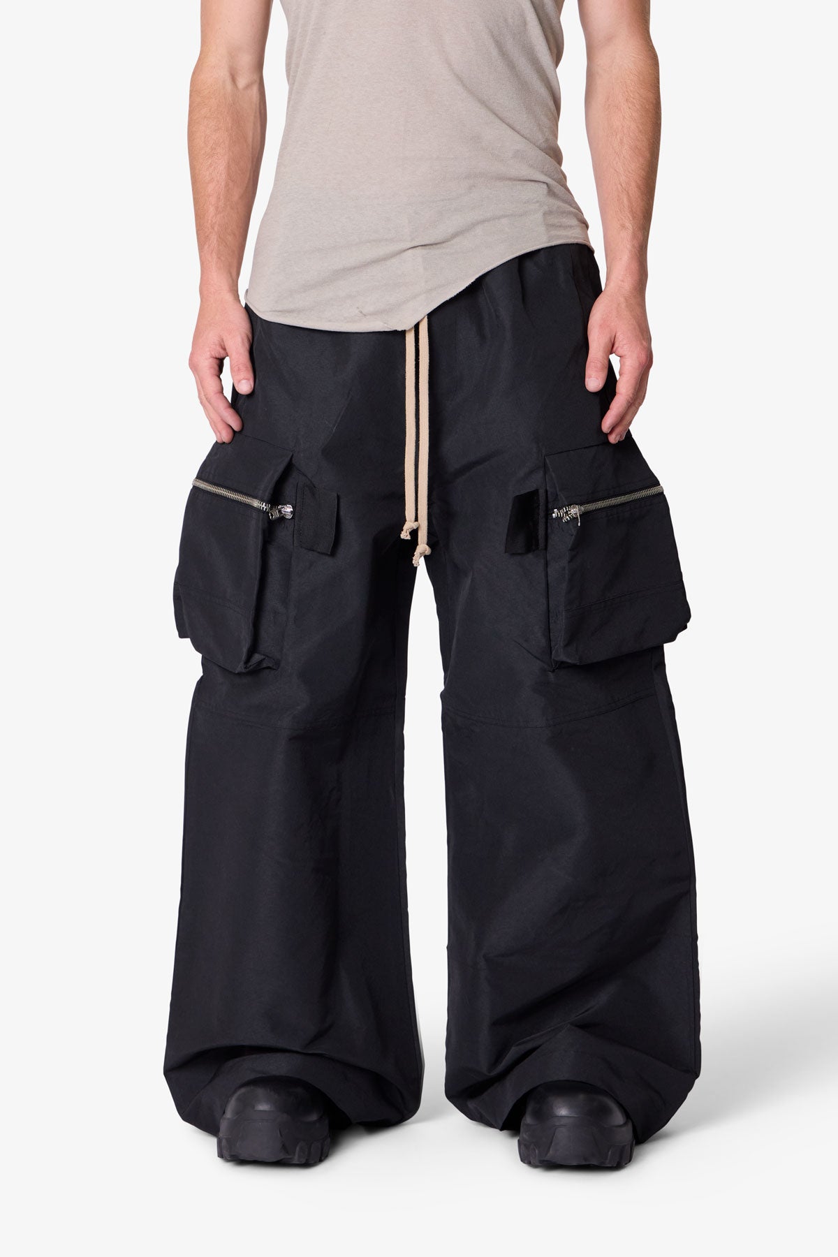 Zip Cargo Pocket Rave Pants - Black