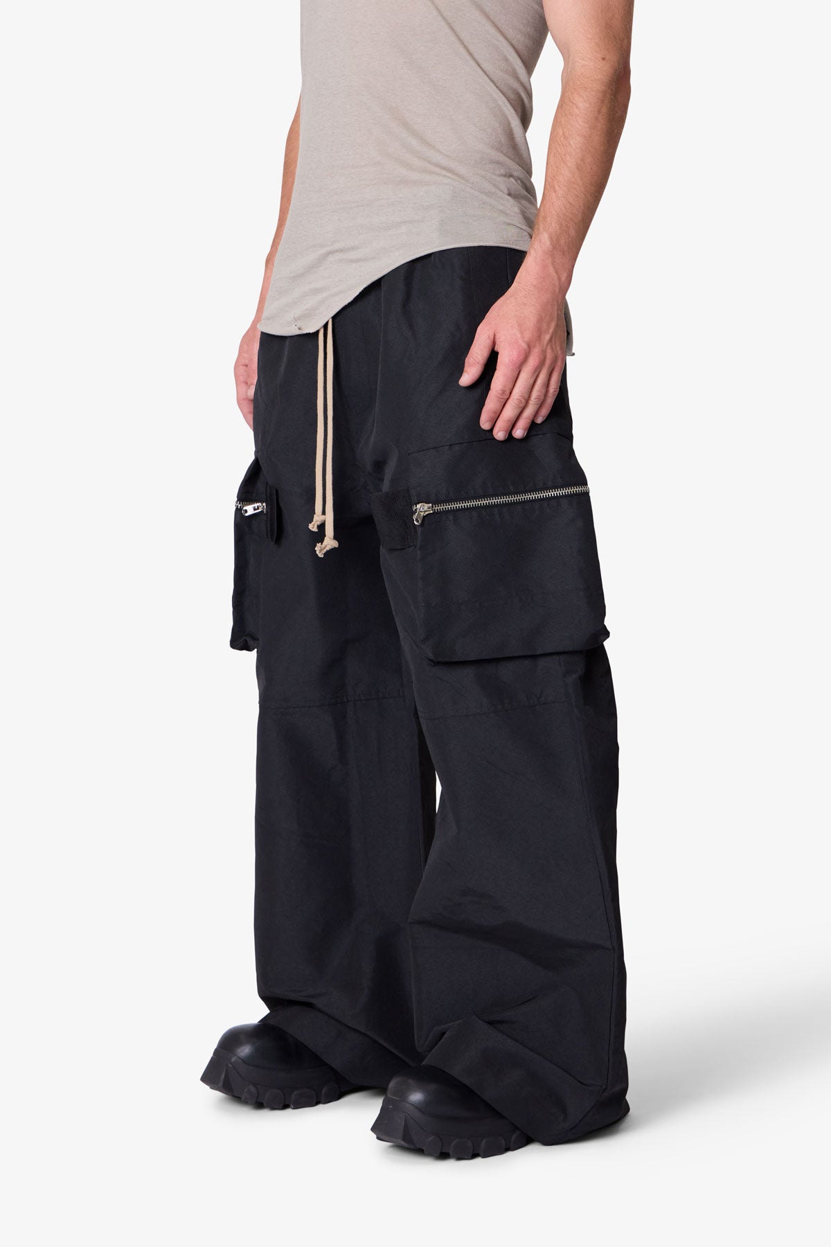 Zip Cargo Pocket Rave Pants - Black