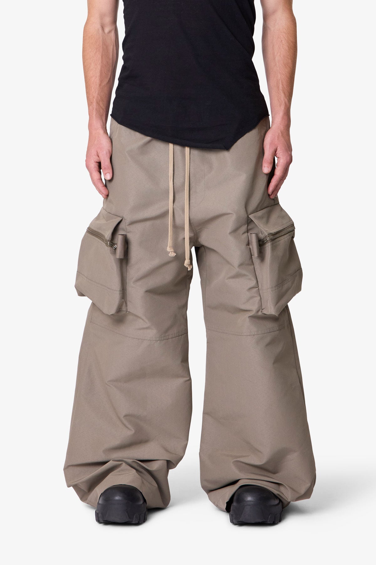Zip Cargo Pocket Rave Pants - Tan