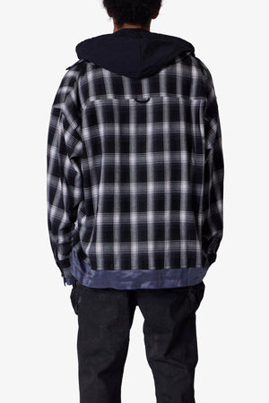 Zipped Up Flannel Jacket - Black