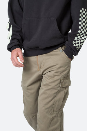 Zipper Denim Cargo Pants - Khaki
