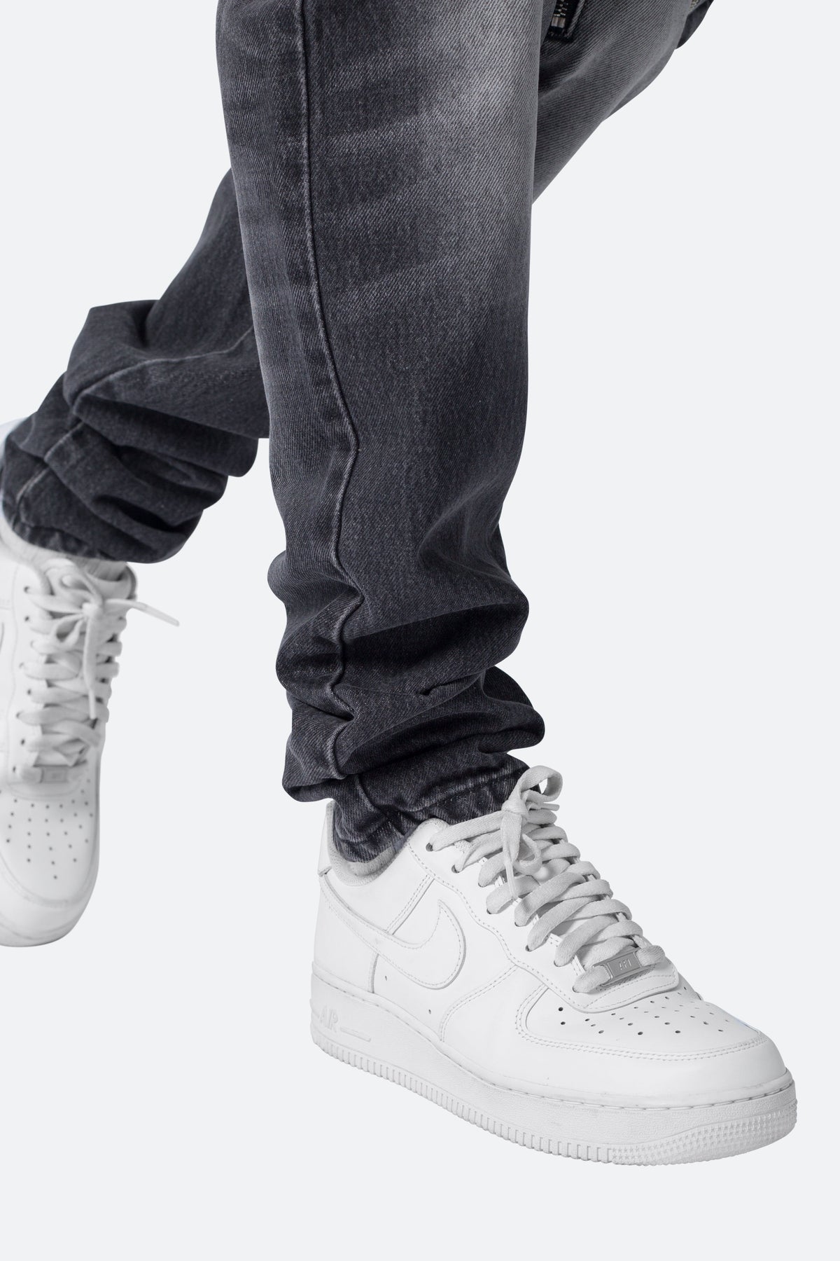 Zipper Inseam Cargo Denim - Washed Black